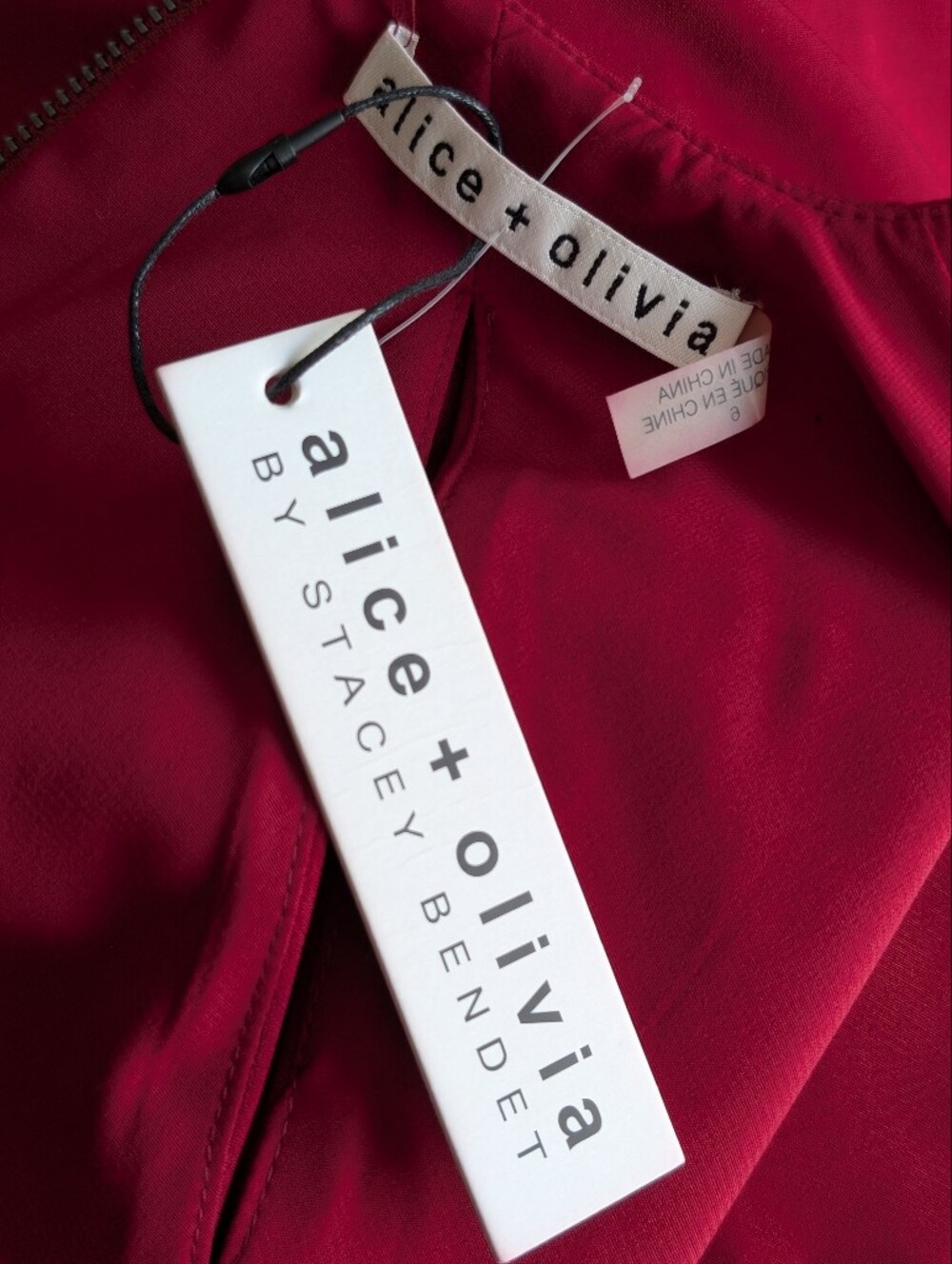 Alice + Olivia Scottie Cut Out Dress | Bordeaux | Size 6 | NWT - Picture 9 of 15